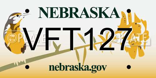 VFT127 Nebraska License Plate