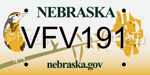VFV191 Nebraska License Plate