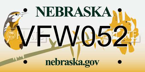 VFW052 Nebraska License Plate
