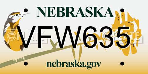 VFW635 Nebraska License Plate