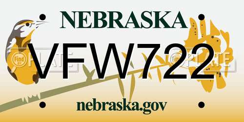 VFW722 Nebraska License Plate