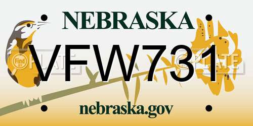 VFW731 Nebraska License Plate