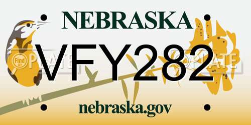 VFY282 Nebraska License Plate