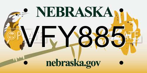 VFY885 Nebraska License Plate