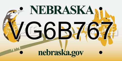 VG6B767 Nebraska License Plate