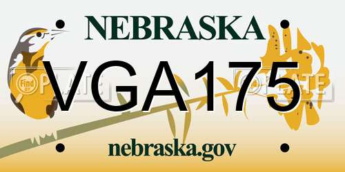 VGA175 Nebraska License Plate