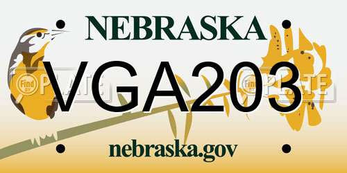 VGA203 Nebraska License Plate
