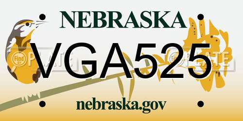 VGA525 Nebraska License Plate