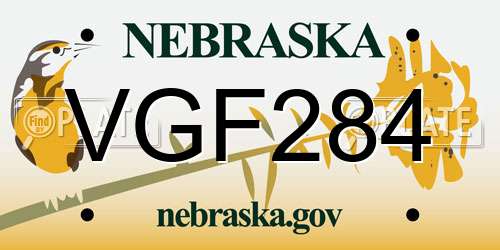 VGF284 Nebraska License Plate