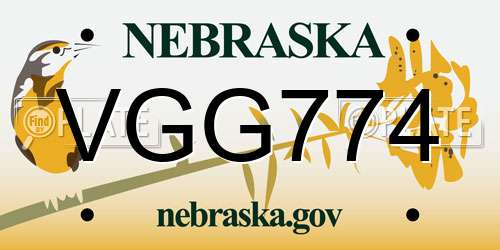 VGG774 Nebraska License Plate