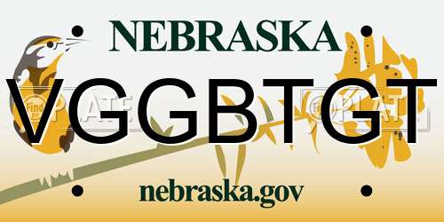 VGGBTGT Nebraska License Plate
