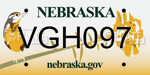 VGH097 Nebraska License Plate