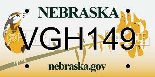 VGH149 Nebraska License Plate