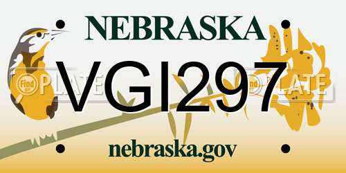 VGI297 Nebraska License Plate