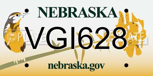 VGI628 Nebraska License Plate
