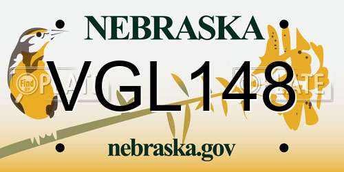 VGL148 Nebraska License Plate