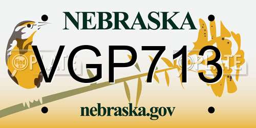 VGP713 Nebraska License Plate