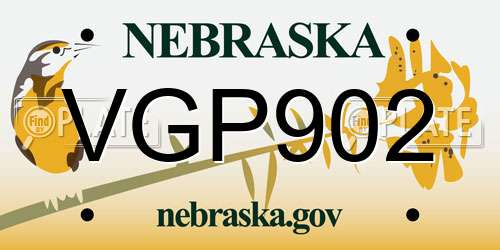 VGP902 Nebraska License Plate