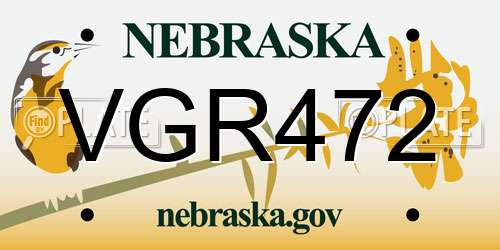 VGR472 Nebraska License Plate
