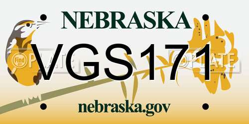 VGS171 Nebraska License Plate