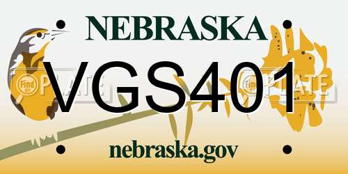 VGS401 Nebraska License Plate