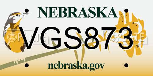 VGS873 Nebraska License Plate