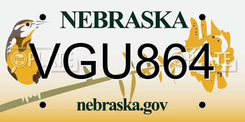 VGU864 Nebraska License Plate
