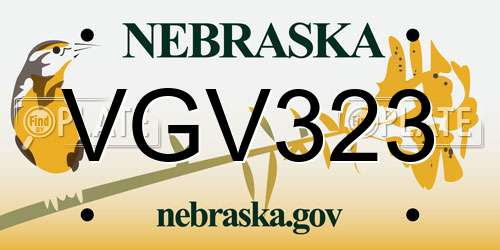 VGV323 Nebraska License Plate