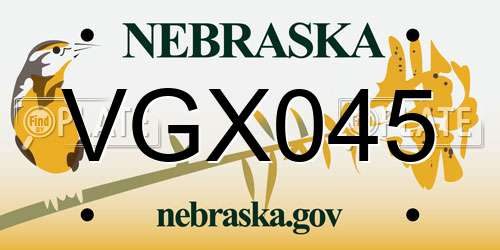 VGX045 Nebraska License Plate