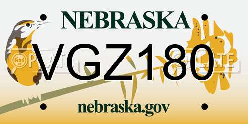VGZ180 Nebraska License Plate