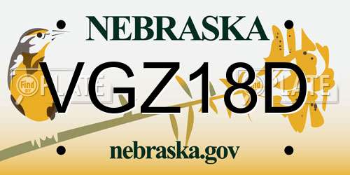 VGZ18D Nebraska License Plate