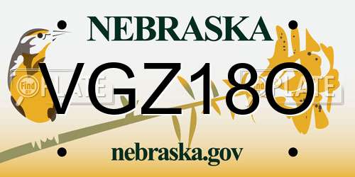 VGZ18O Nebraska License Plate