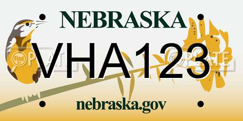 VHA123 Nebraska License Plate