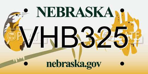 VHB325 Nebraska License Plate
