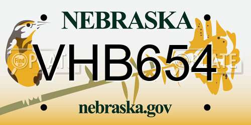 VHB654 Nebraska License Plate