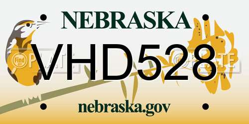 VHD528 Nebraska License Plate