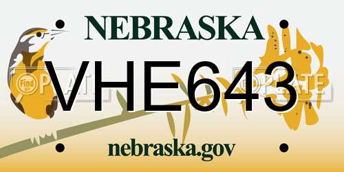 VHE643 Nebraska License Plate