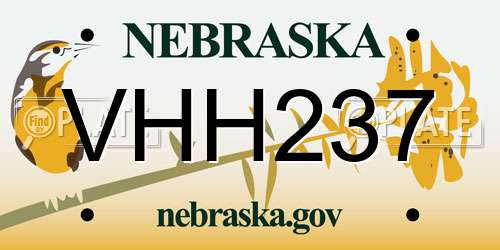 VHH237 Nebraska License Plate