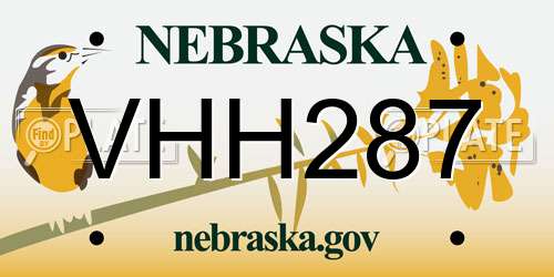 VHH287 Nebraska License Plate