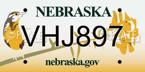 VHJ897 Nebraska License Plate