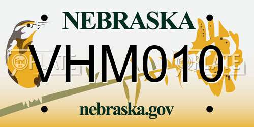 VHM010 Nebraska License Plate
