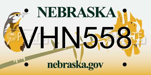 VHN558 Nebraska License Plate