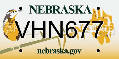 VHN677 Nebraska License Plate