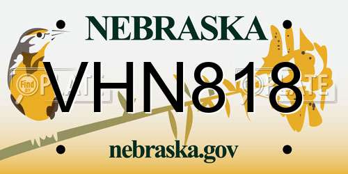 VHN818 Nebraska License Plate