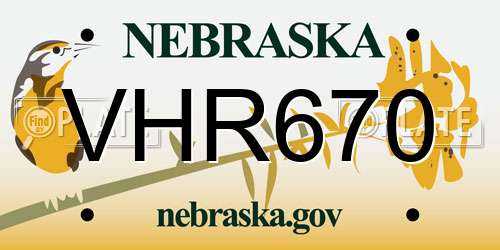 VHR670 Nebraska License Plate