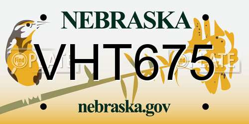 VHT675 Nebraska License Plate