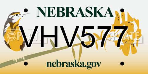 VHV577 Nebraska License Plate