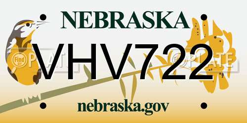 VHV722 Nebraska License Plate
