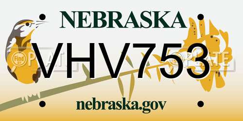 VHV753 Nebraska License Plate