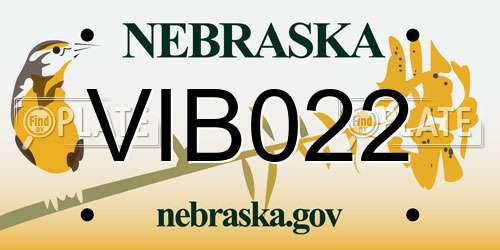 VIB022 Nebraska License Plate